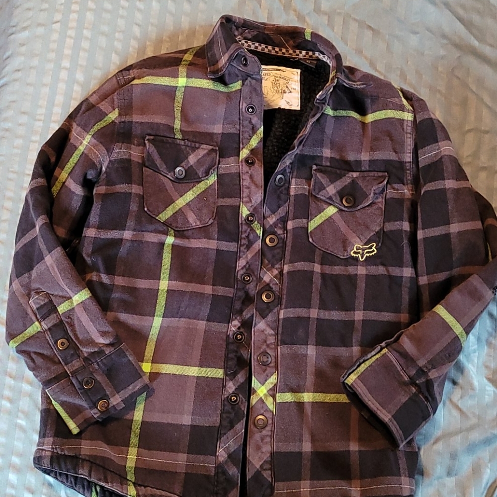 Fox snap flannel/sherpa lined heavy shirt boys M